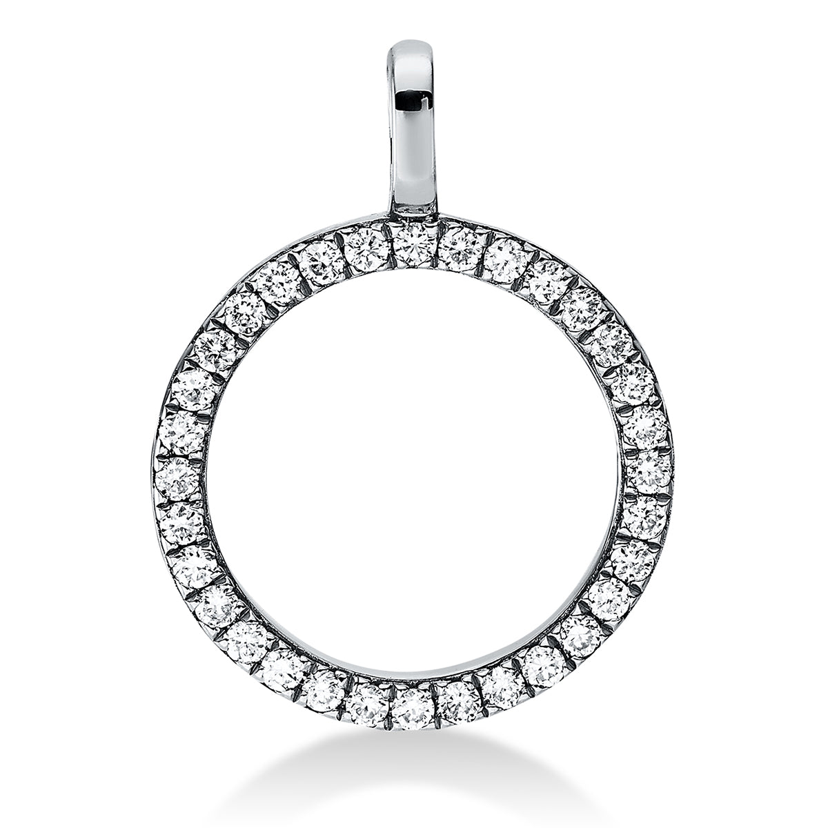 diamond full cut  modern woman pendant in white gold