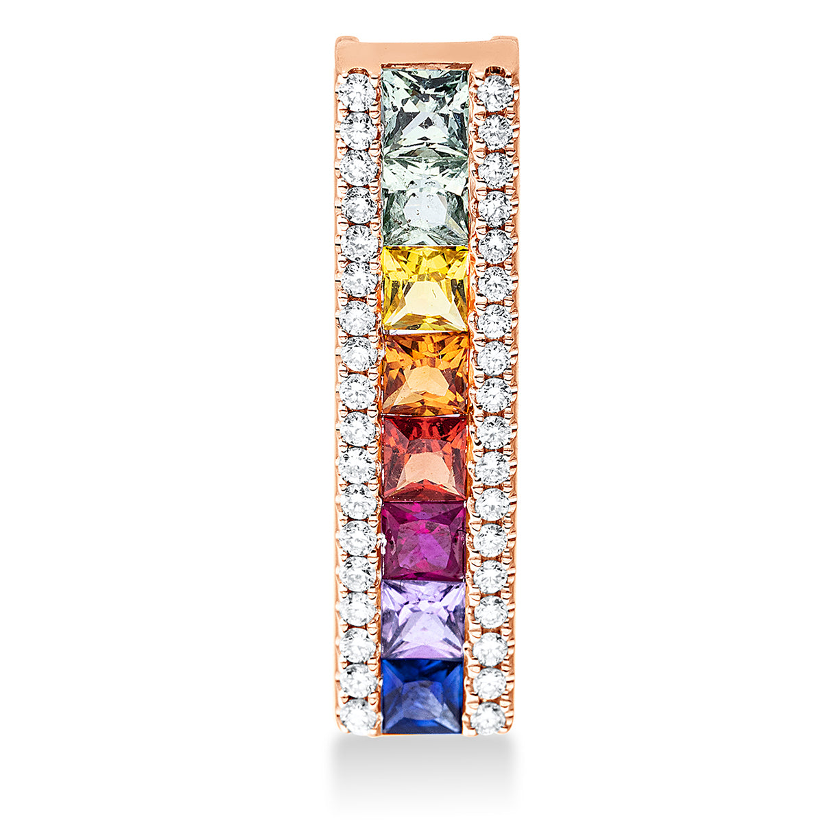 diamond full cut sapphire rainbow & multicolor pendant in red gold