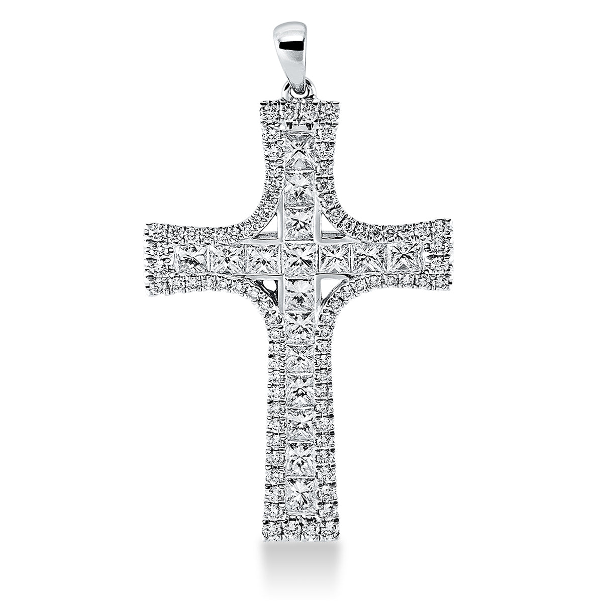diamond full cut  cross pendant in white gold