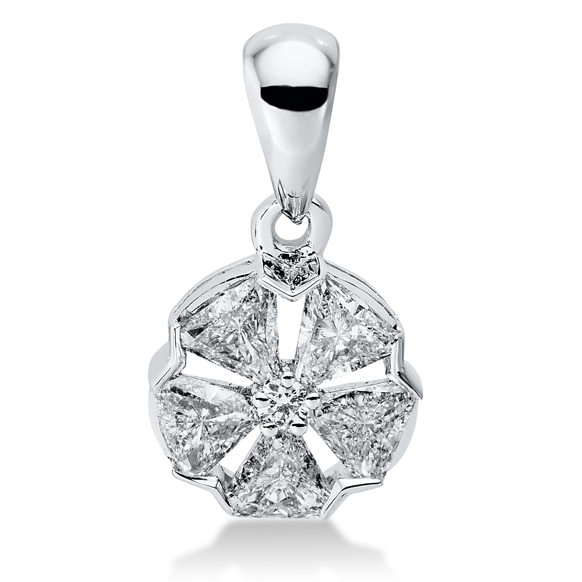 diamond full cut  multi-stone pendant in white gold