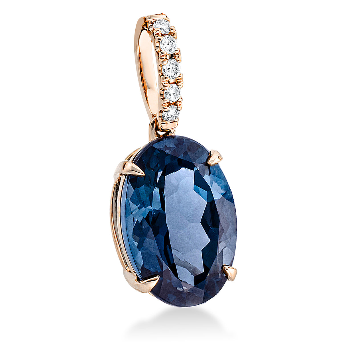 diamond full cut topaz colored stone fashion pendant in red gold