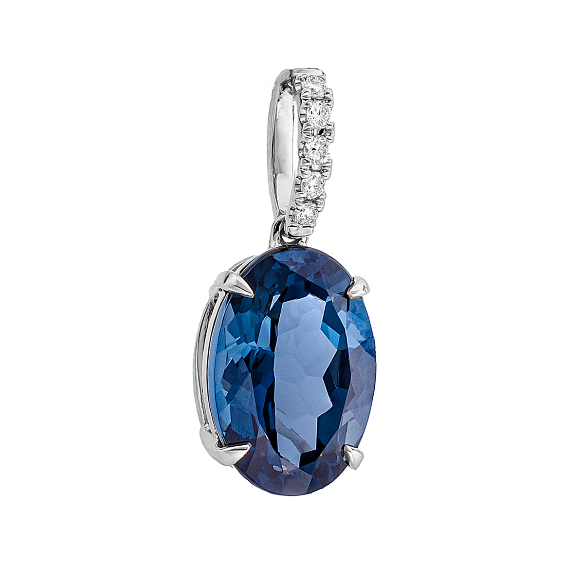 diamond full cut topaz colored stone fashion pendant in white gold