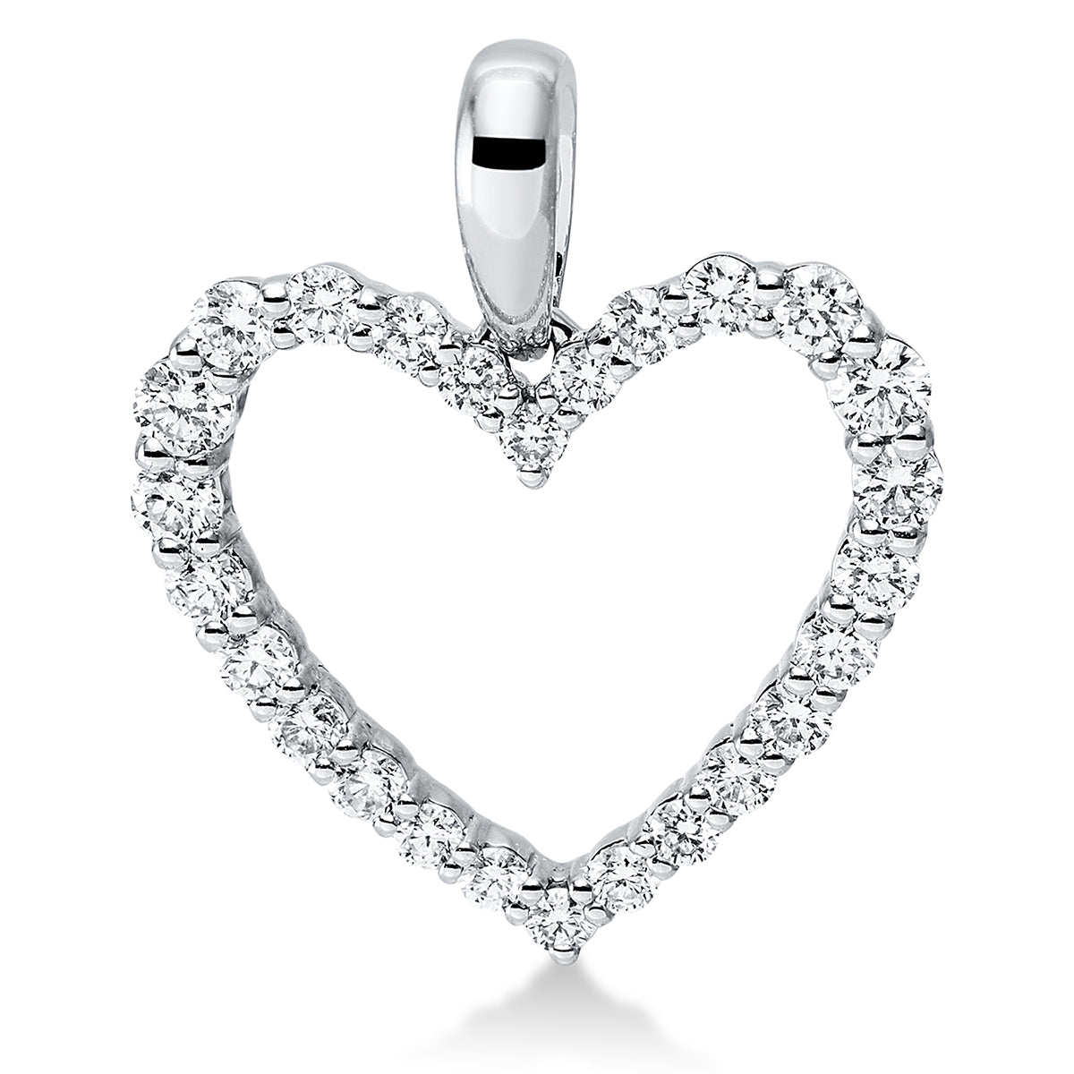 diamond full cut  heart pendant in white gold
