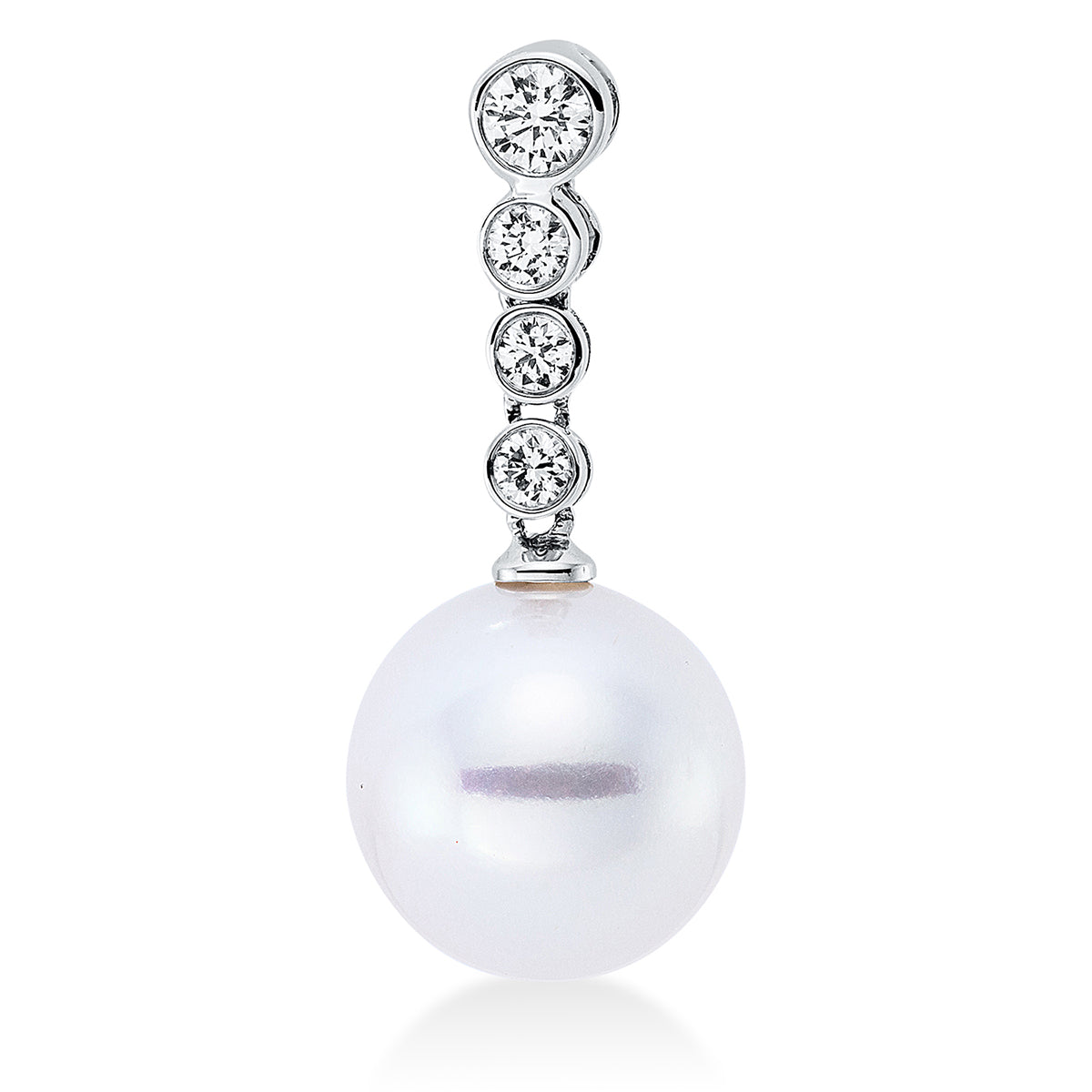 diamond full cut  pearl pendant in white gold