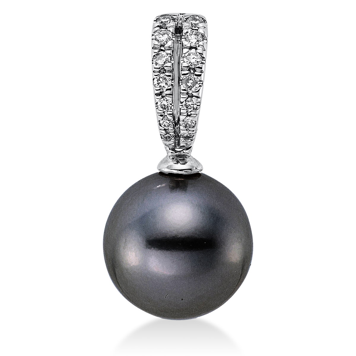 diamond full cut  pearl pendant in white gold
