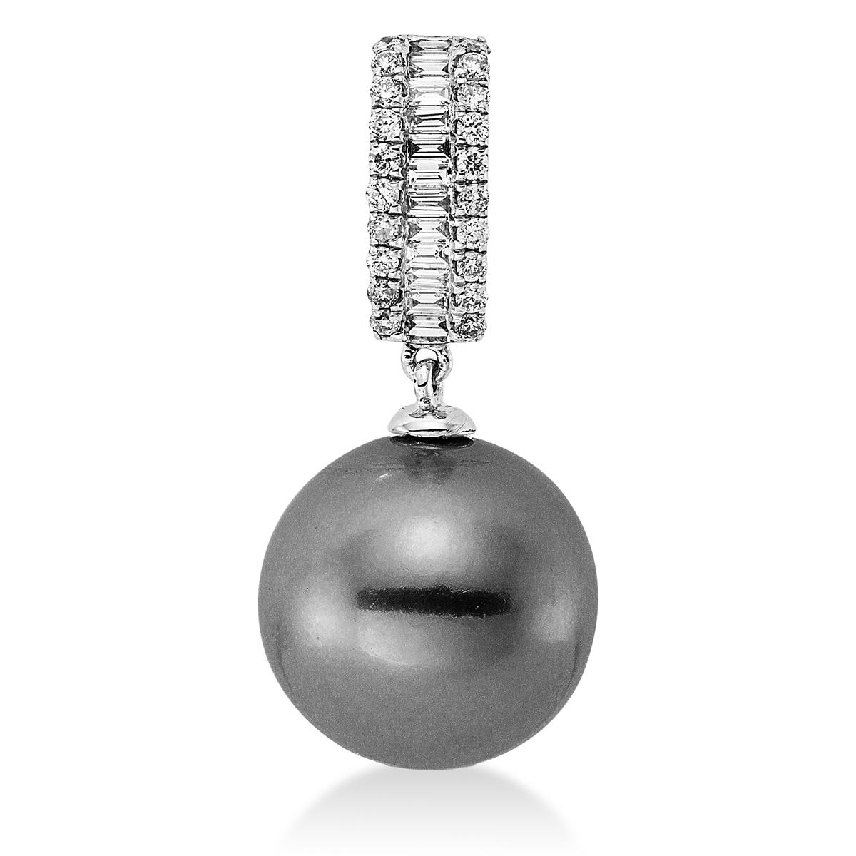 diamond full cut  pearl pendant in white gold