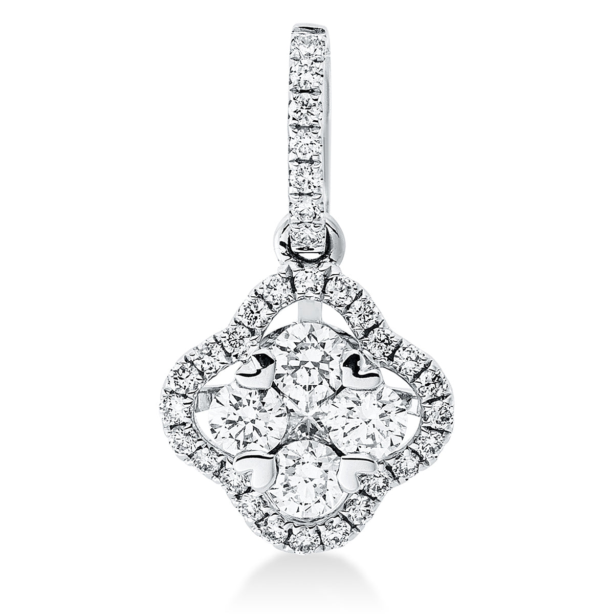 diamond full cut  multi-stone pendant in white gold
