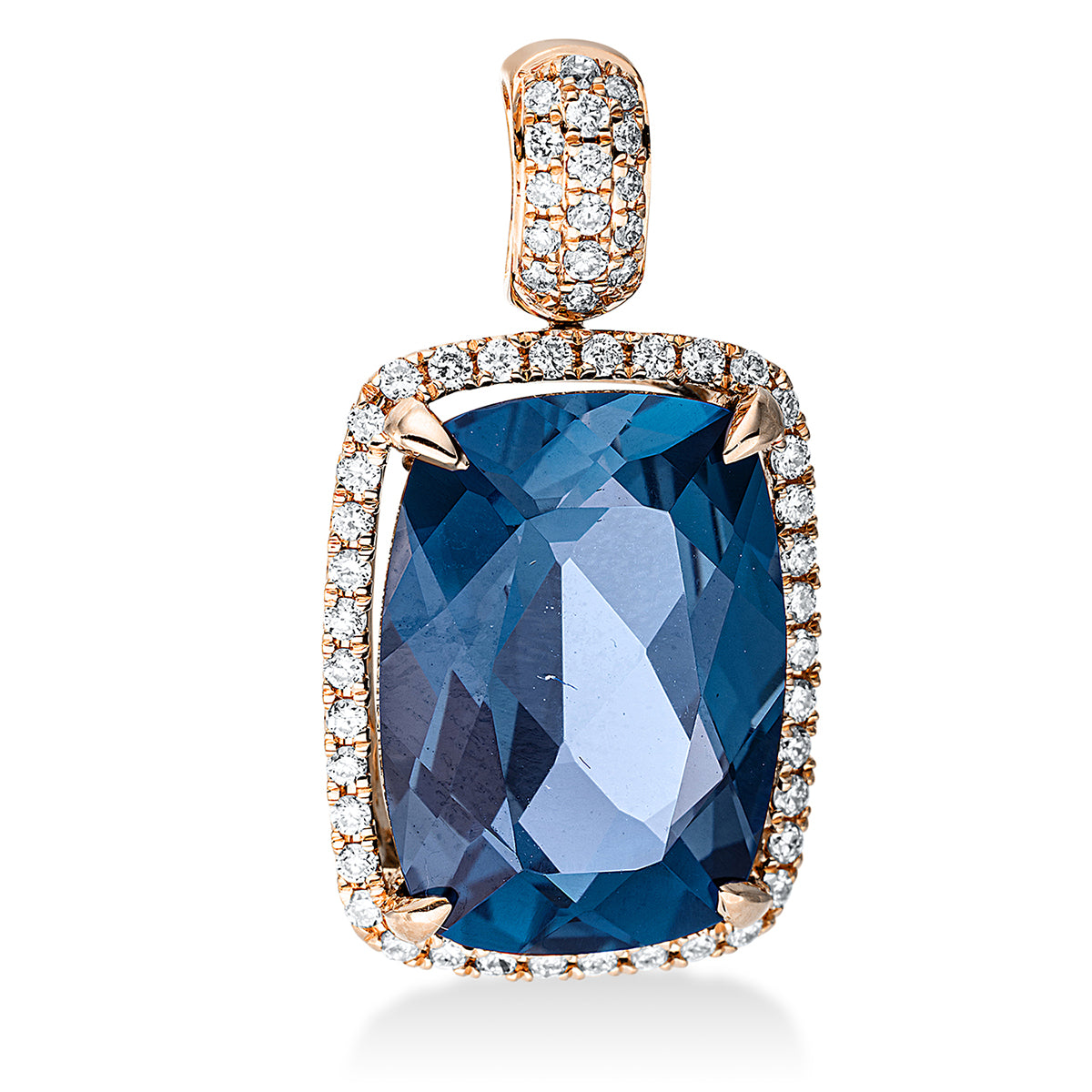 diamond full cut topaz colored stone fashion pendant in red gold