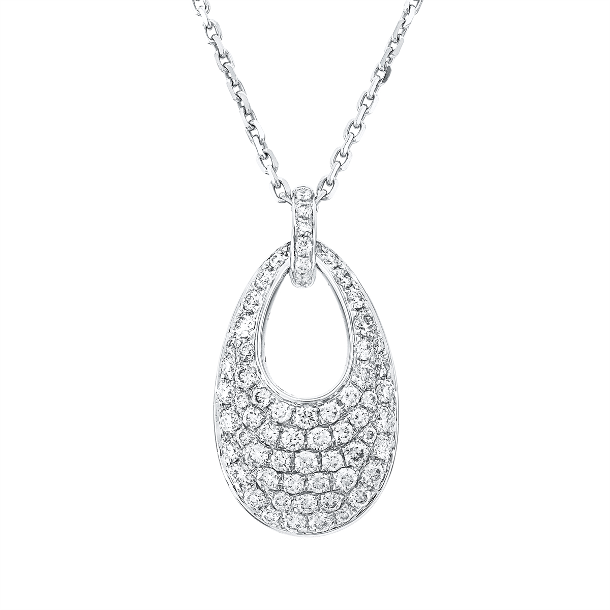 diamond full cut  pavé pendant in white gold