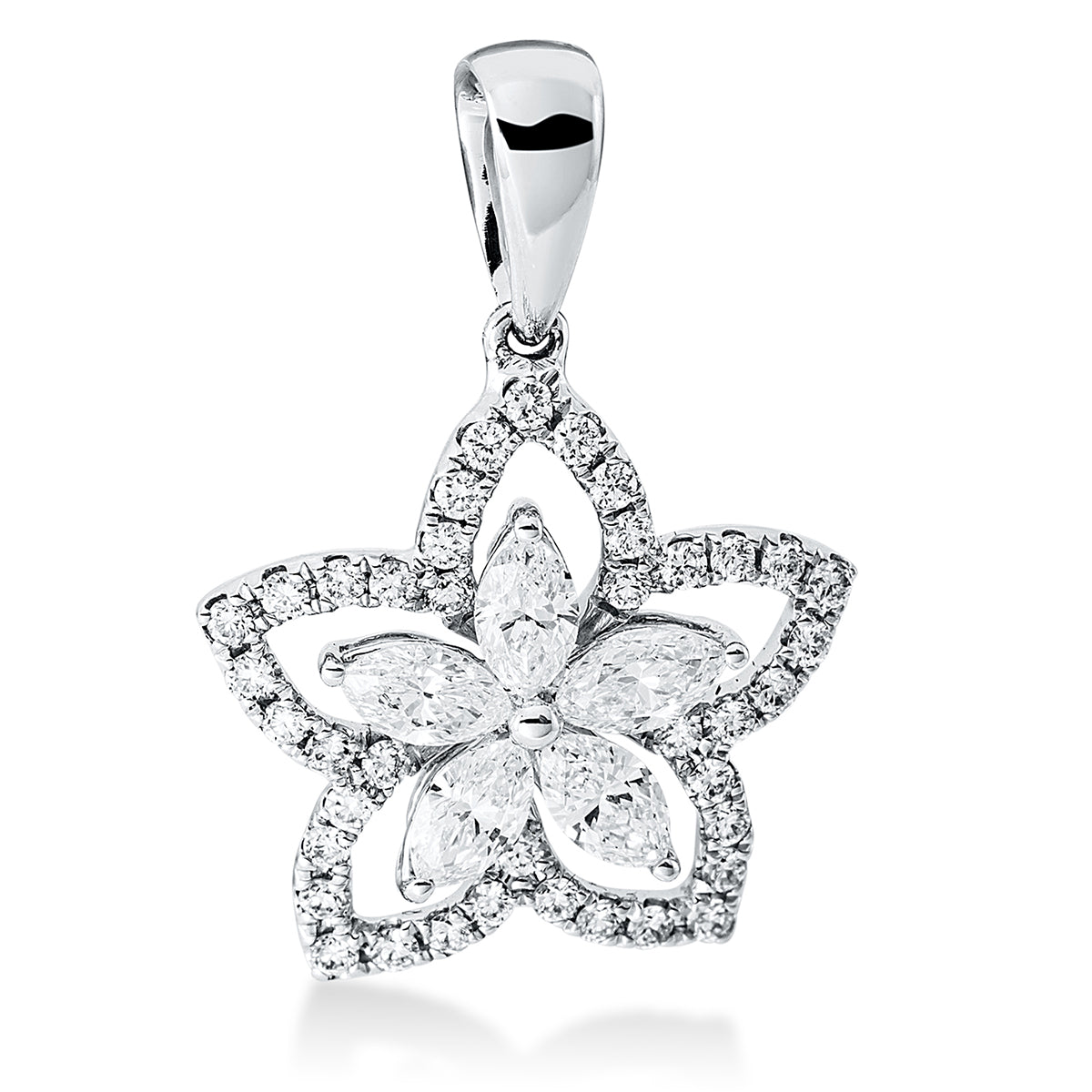 diamond full cut  modern woman pendant in white gold