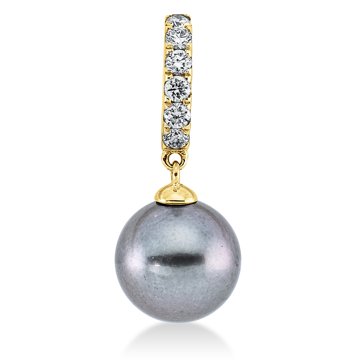 diamond full cut  pearl pendant in yellow gold