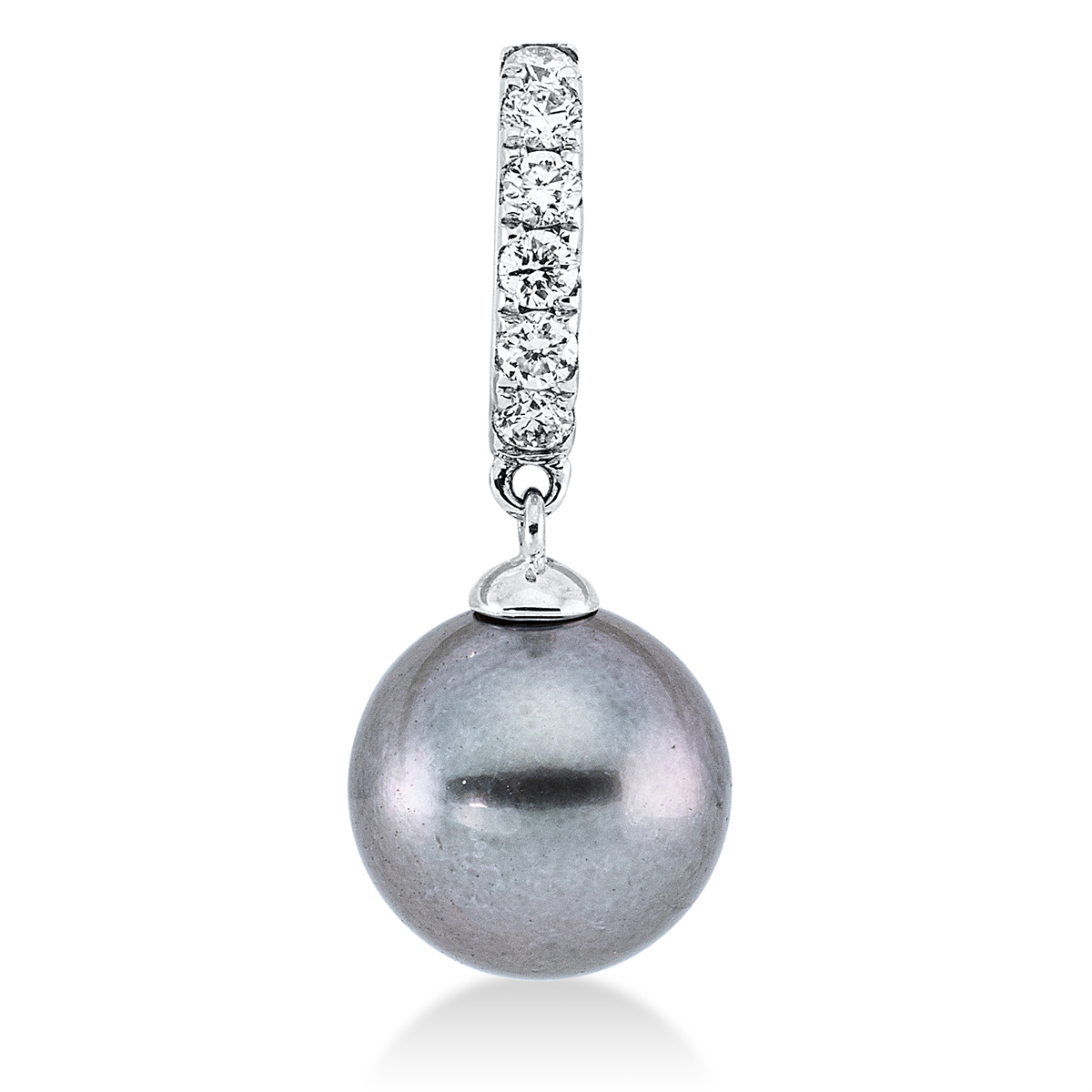 diamond full cut  pearl pendant in white gold