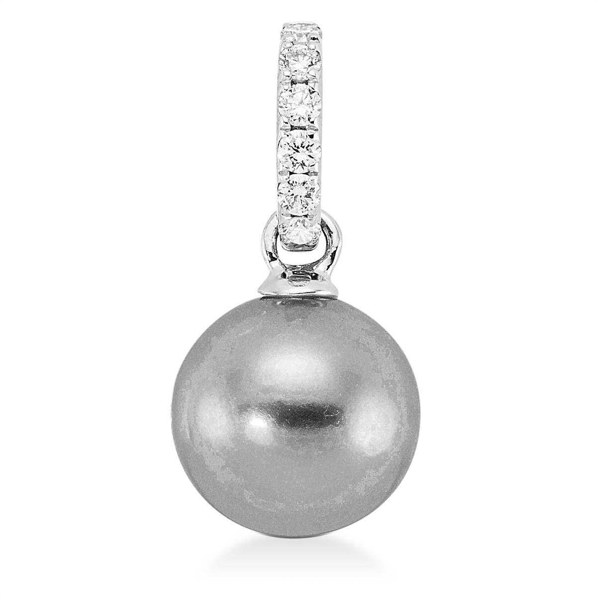 diamond full cut  pearl pendant in white gold