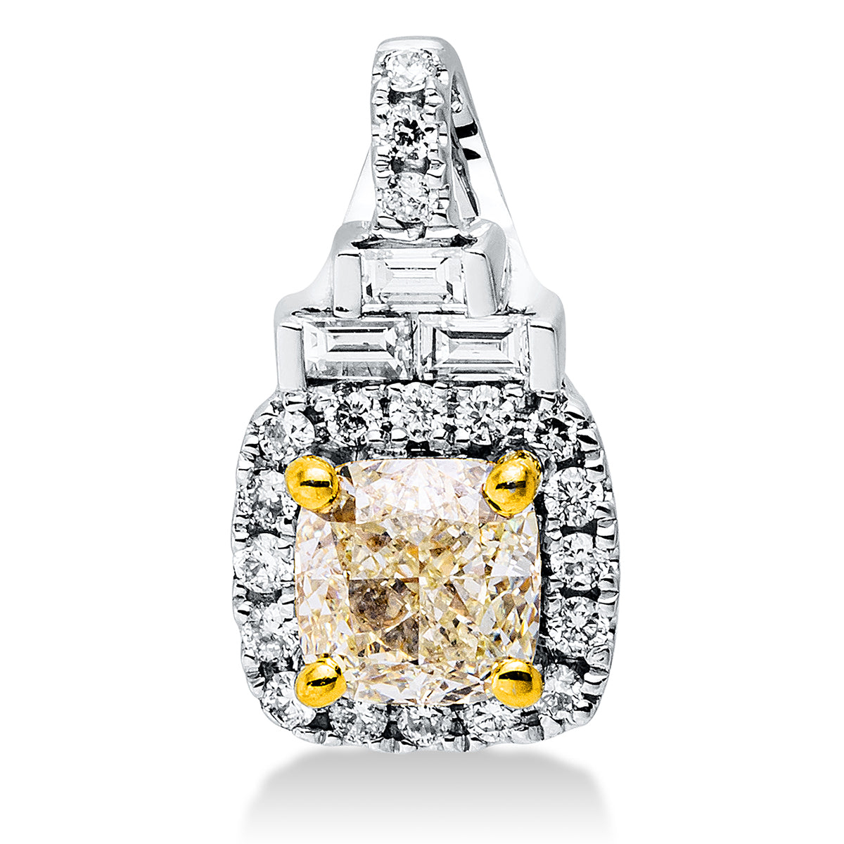 diamond full cut  multi-stone pendant in white gold / yellow gold