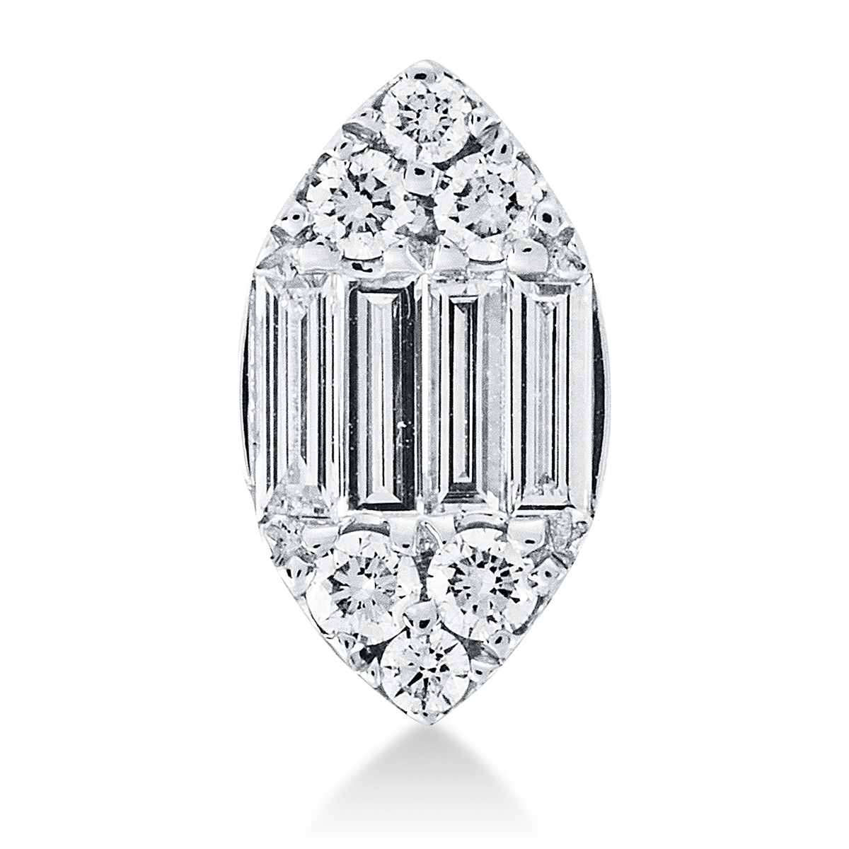 diamond full cut  baguette illusion pendant in white gold
