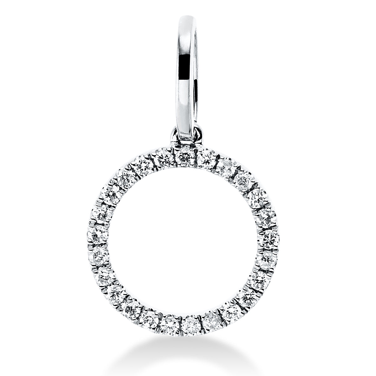 diamond full cut  modern woman pendant in white gold