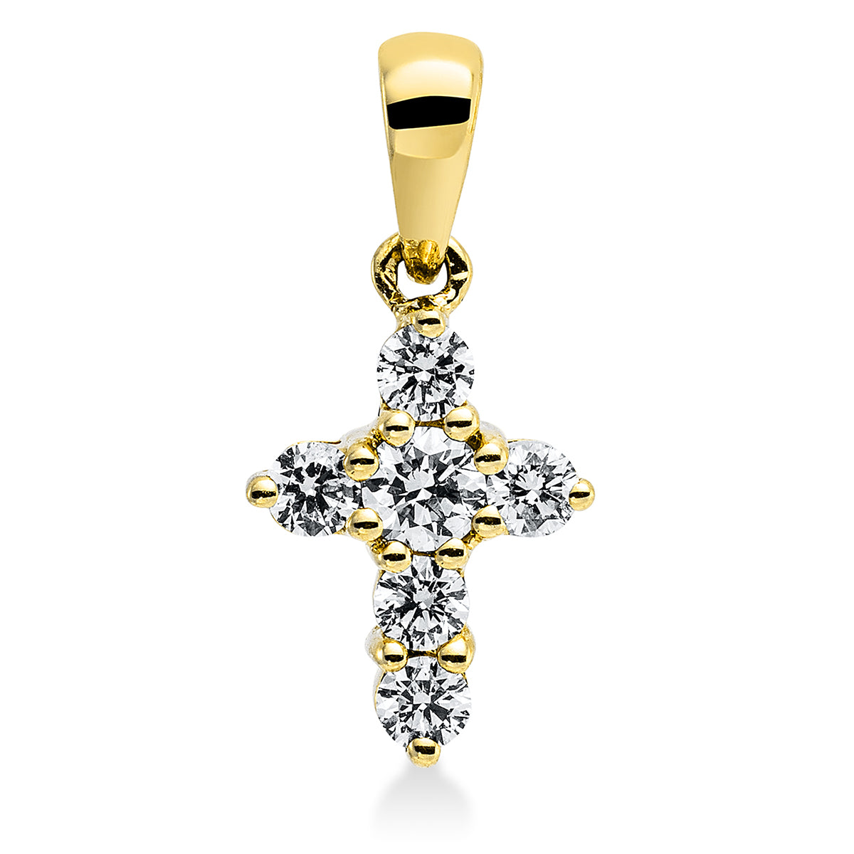 diamond full cut  cross pendant in yellow gold