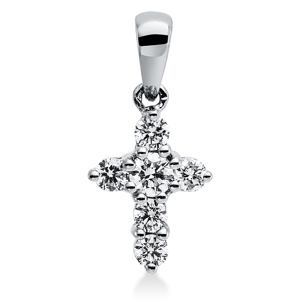 diamond full cut  cross pendant in white gold