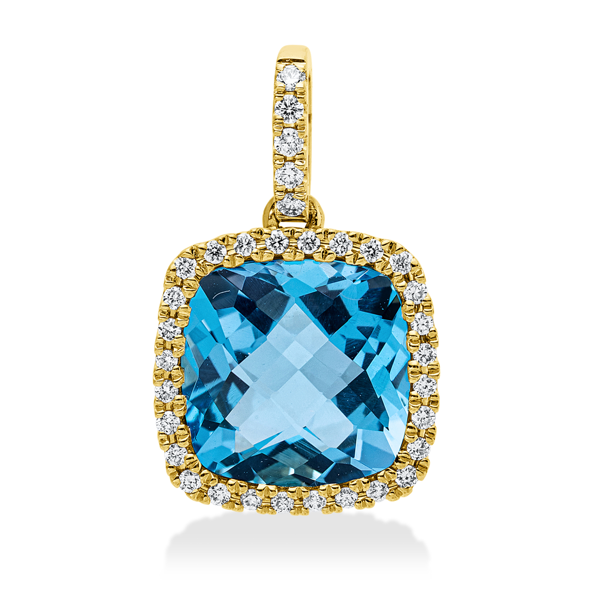 diamond full cut topaz colored stone classic pendant in yellow gold