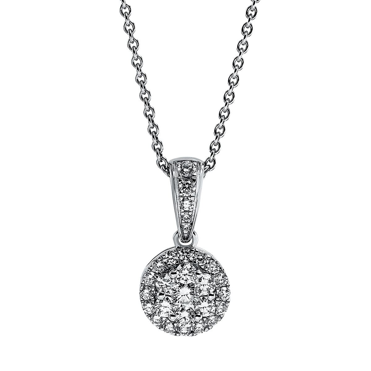 diamond full cut  illusion classic pendant in white gold