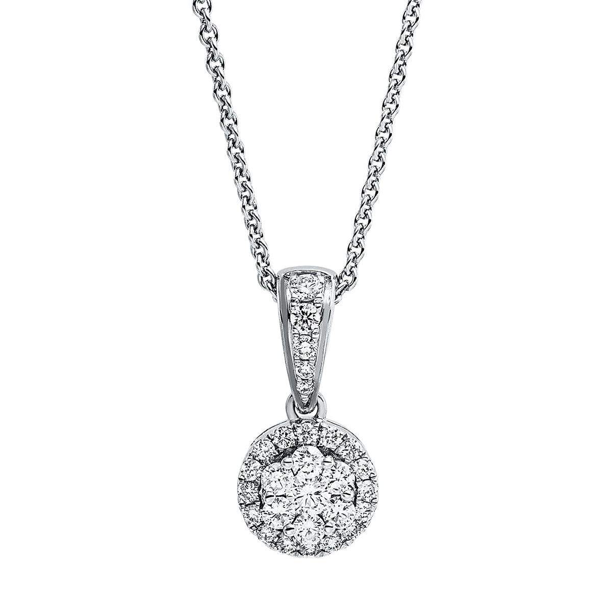 diamond full cut  illusion classic pendant in white gold
