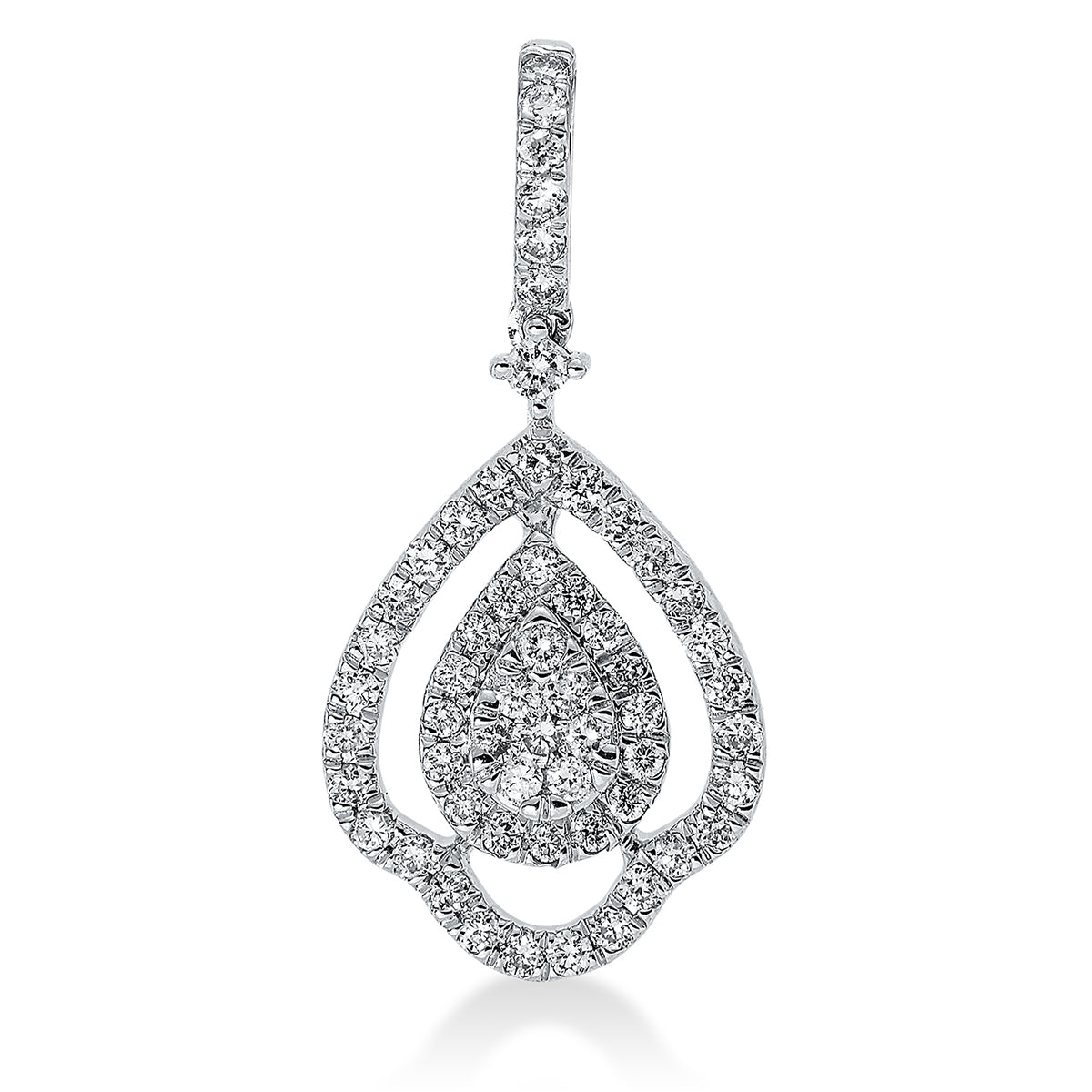 diamond full cut  illusion classic pendant in white gold