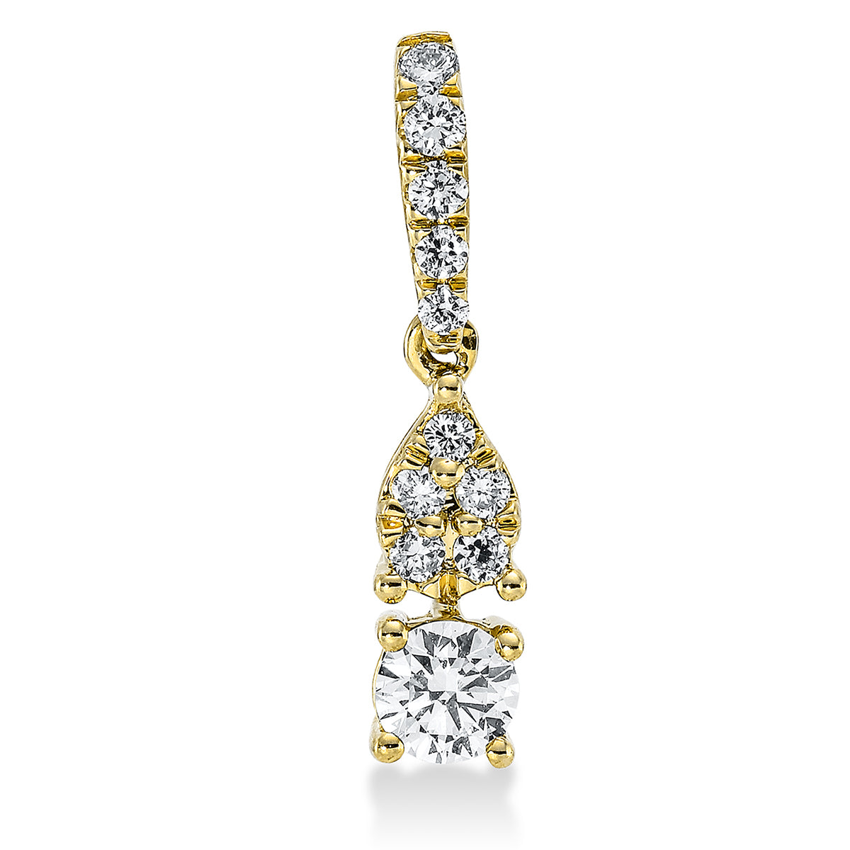 diamond full cut  modern woman pendant in yellow gold