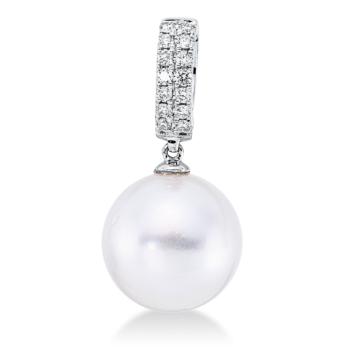 diamond full cut  pearl pendant in white gold
