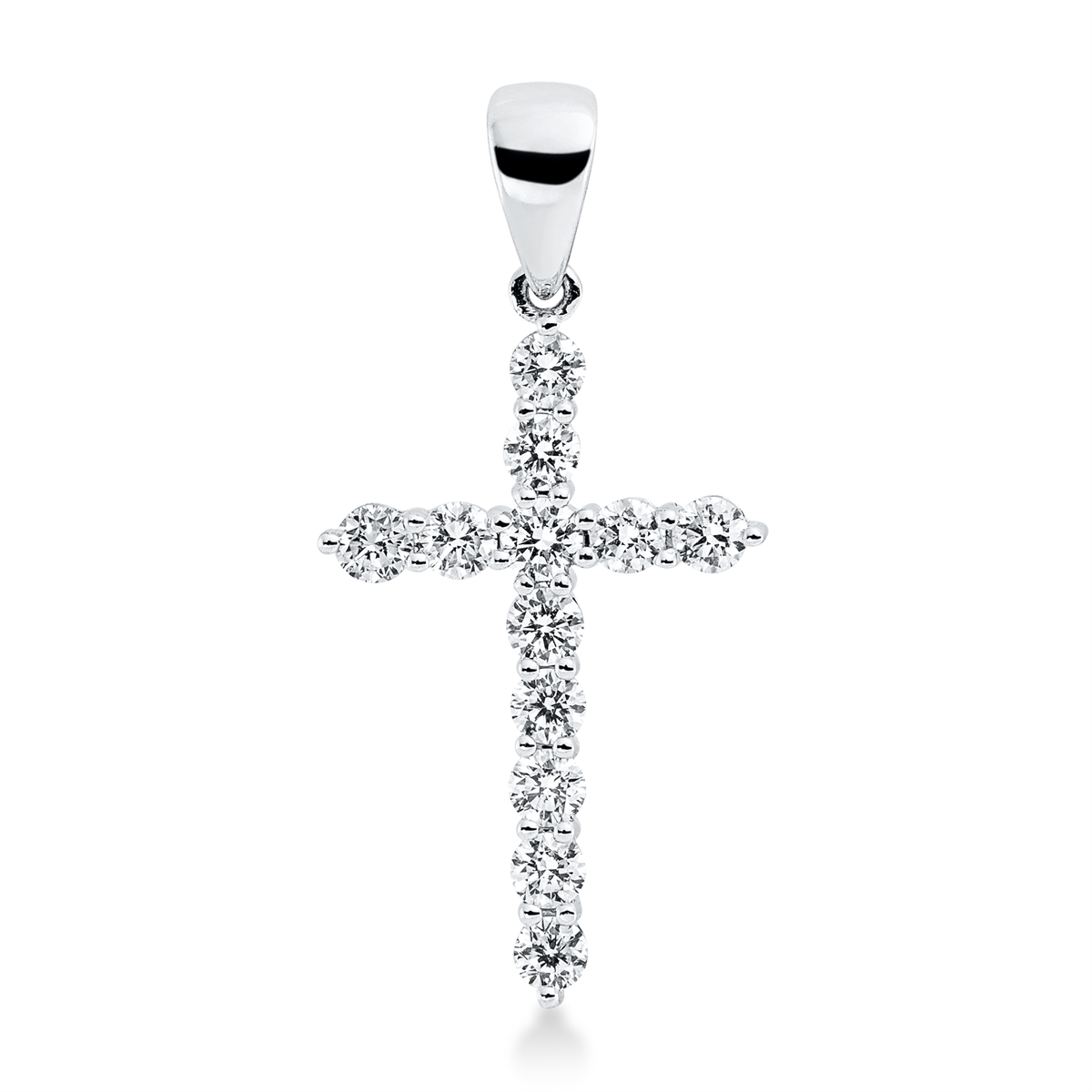 diamond full cut  cross pendant in white gold
