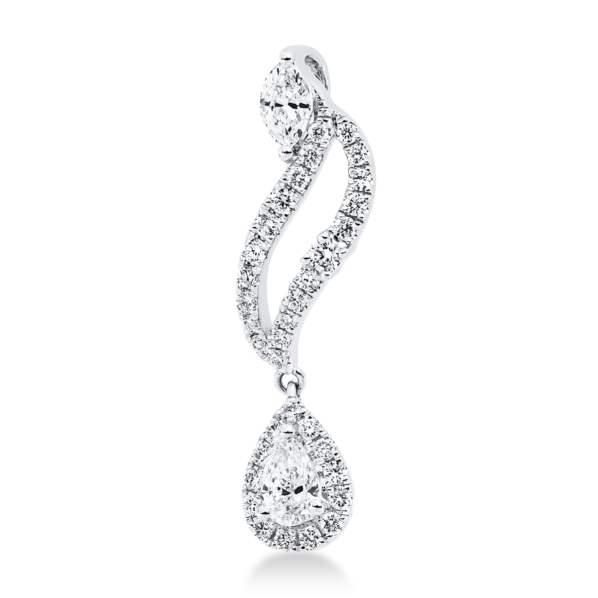 diamond full cut  modern woman pendant in white gold