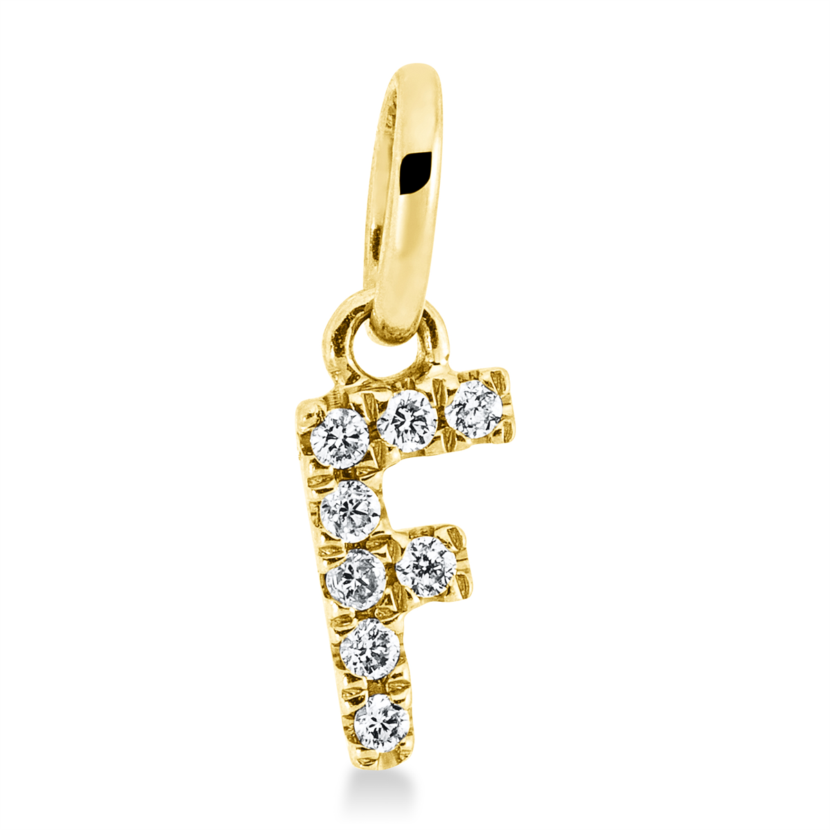 diamond full cut  letter pendant in yellow gold
