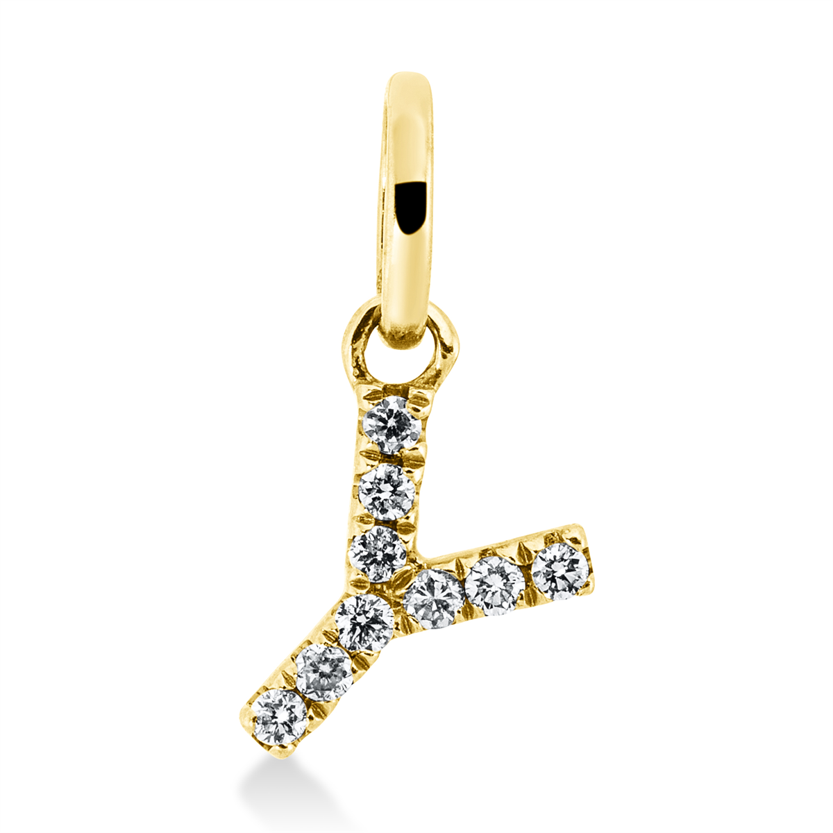 diamond full cut  letter pendant in yellow gold