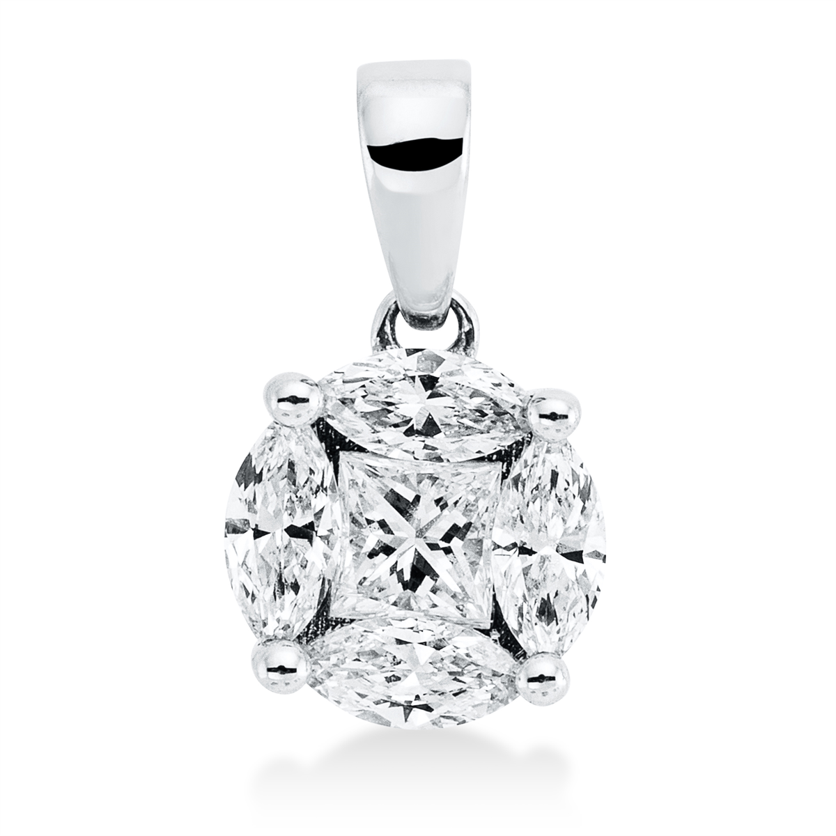 marquise  illusion classic pendant in white gold