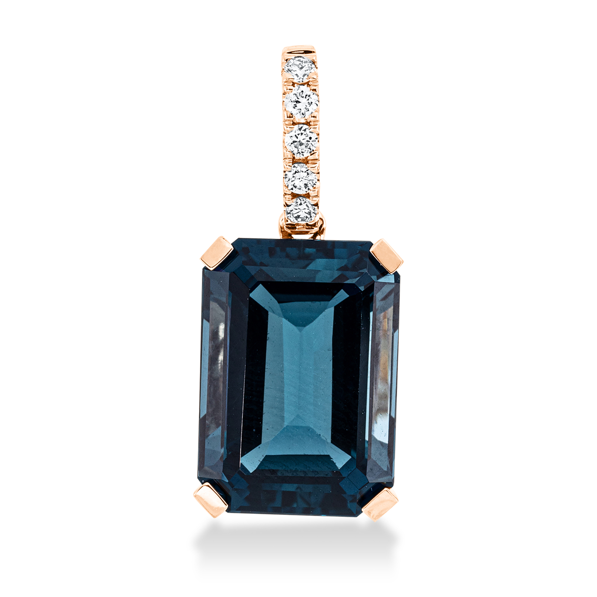 diamond full cut topaz colored stone fashion pendant in red gold