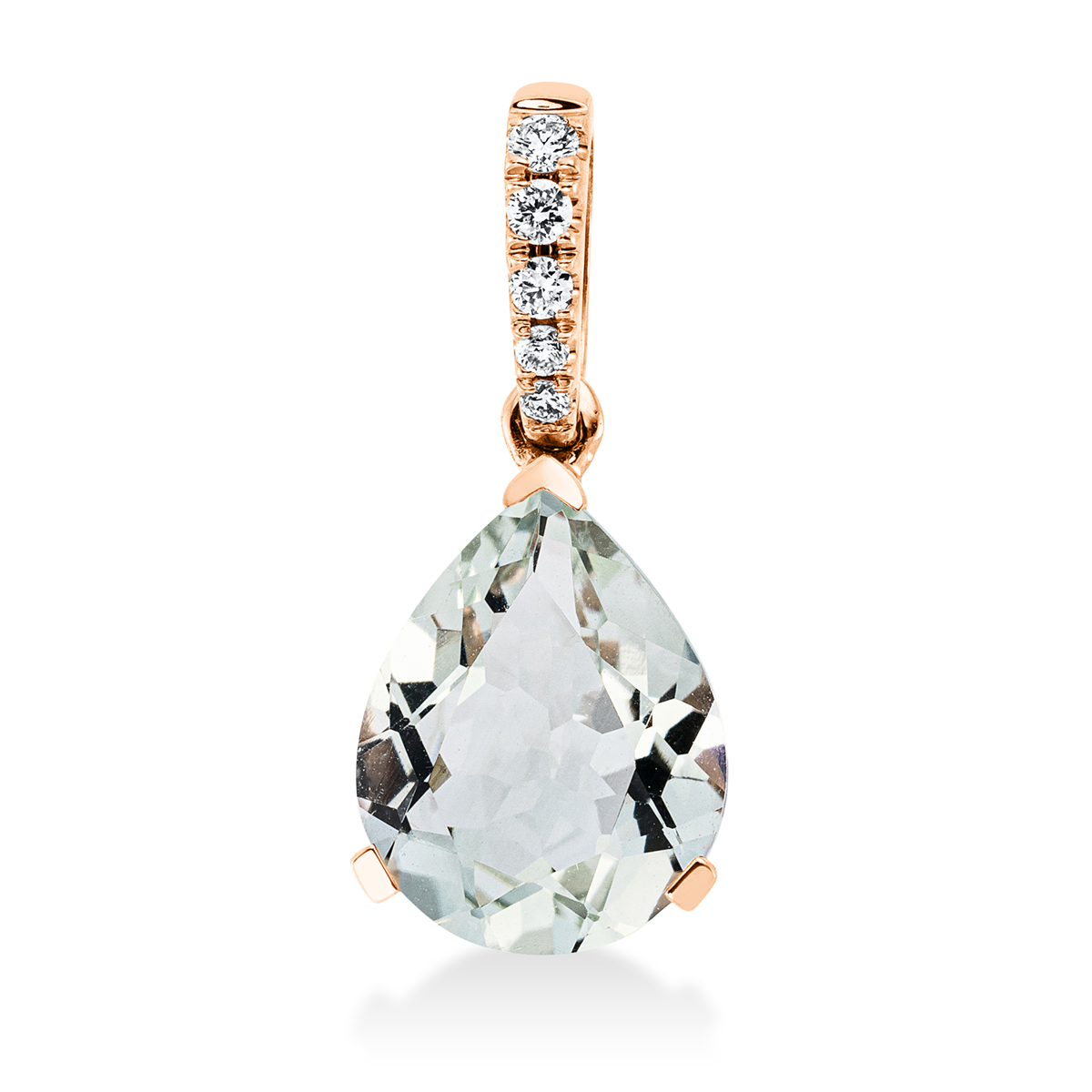 diamond full cut amethyst colored stone fashion pendant in red gold