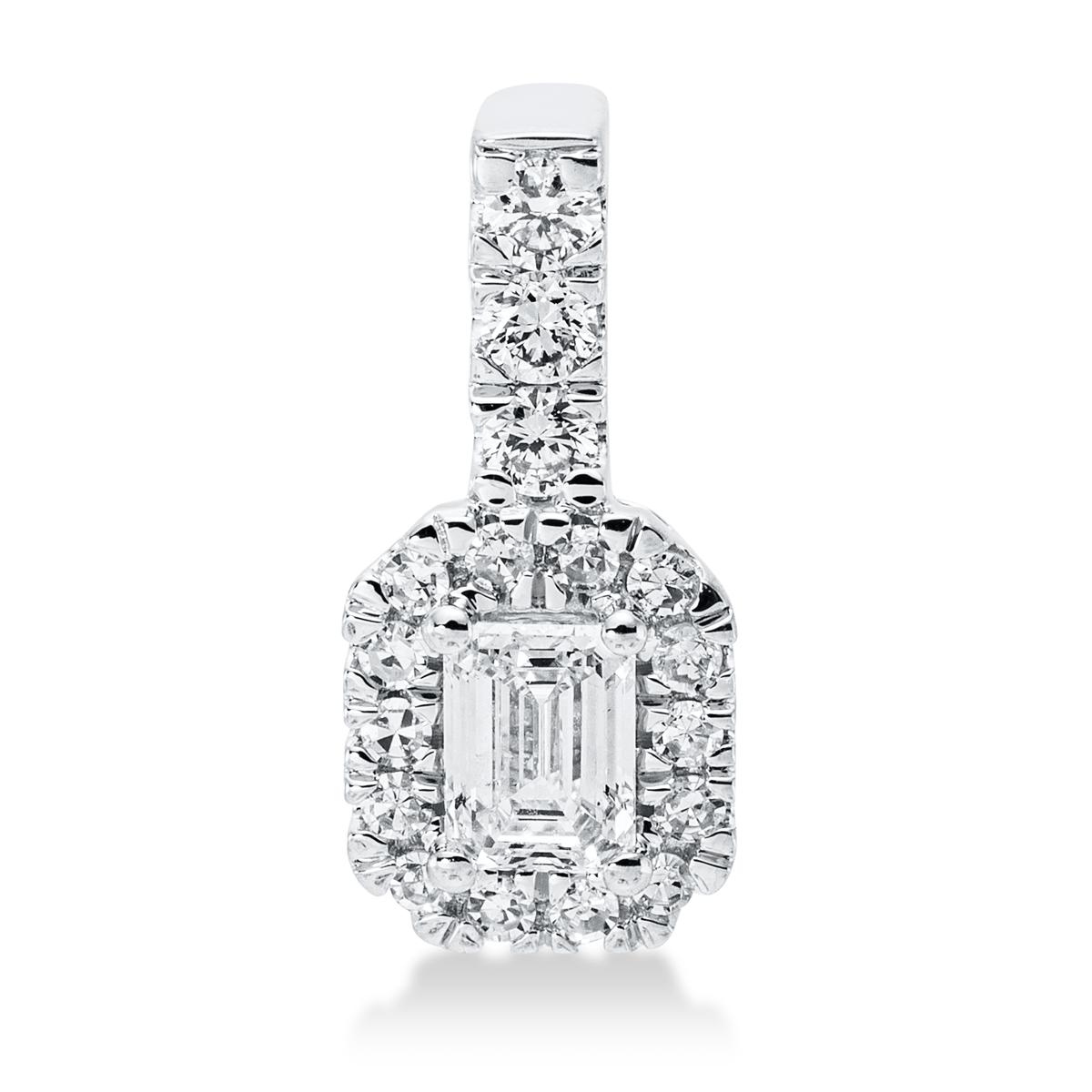 diamond single cut  solitaire with accent stones pendant in white gold