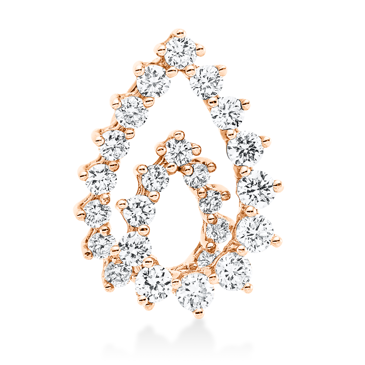 diamond full cut  modern woman pendant in red gold