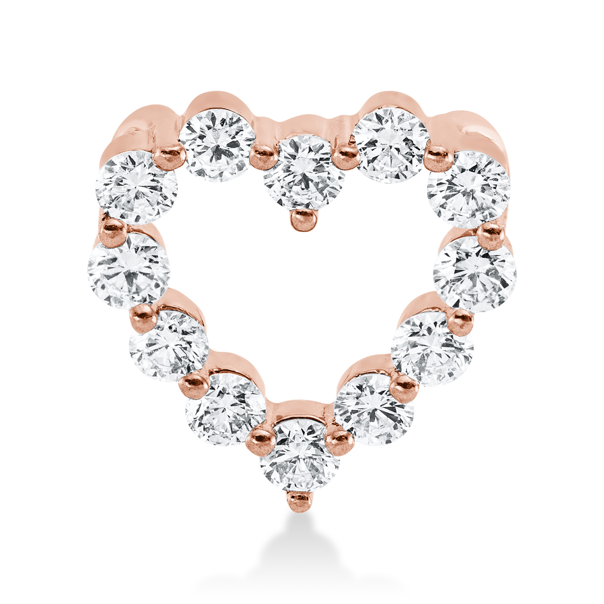 diamond full cut  heart pendant in red gold