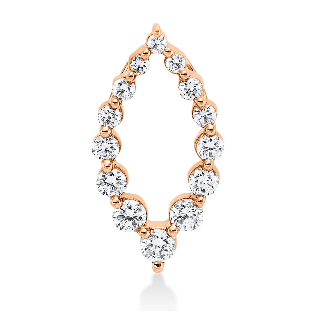 diamond full cut  modern woman pendant in red gold
