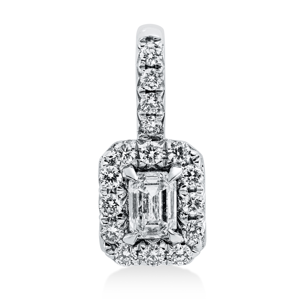 diamond full cut  solitaire with accent stones pendant in white gold