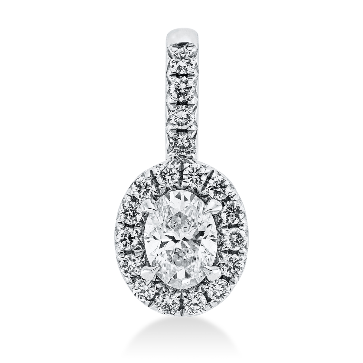 diamond full cut  solitaire with accent stones pendant in white gold