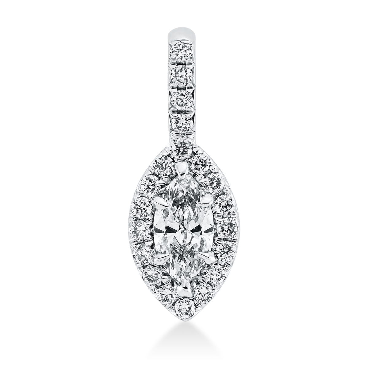 diamond full cut  solitaire with accent stones pendant in white gold
