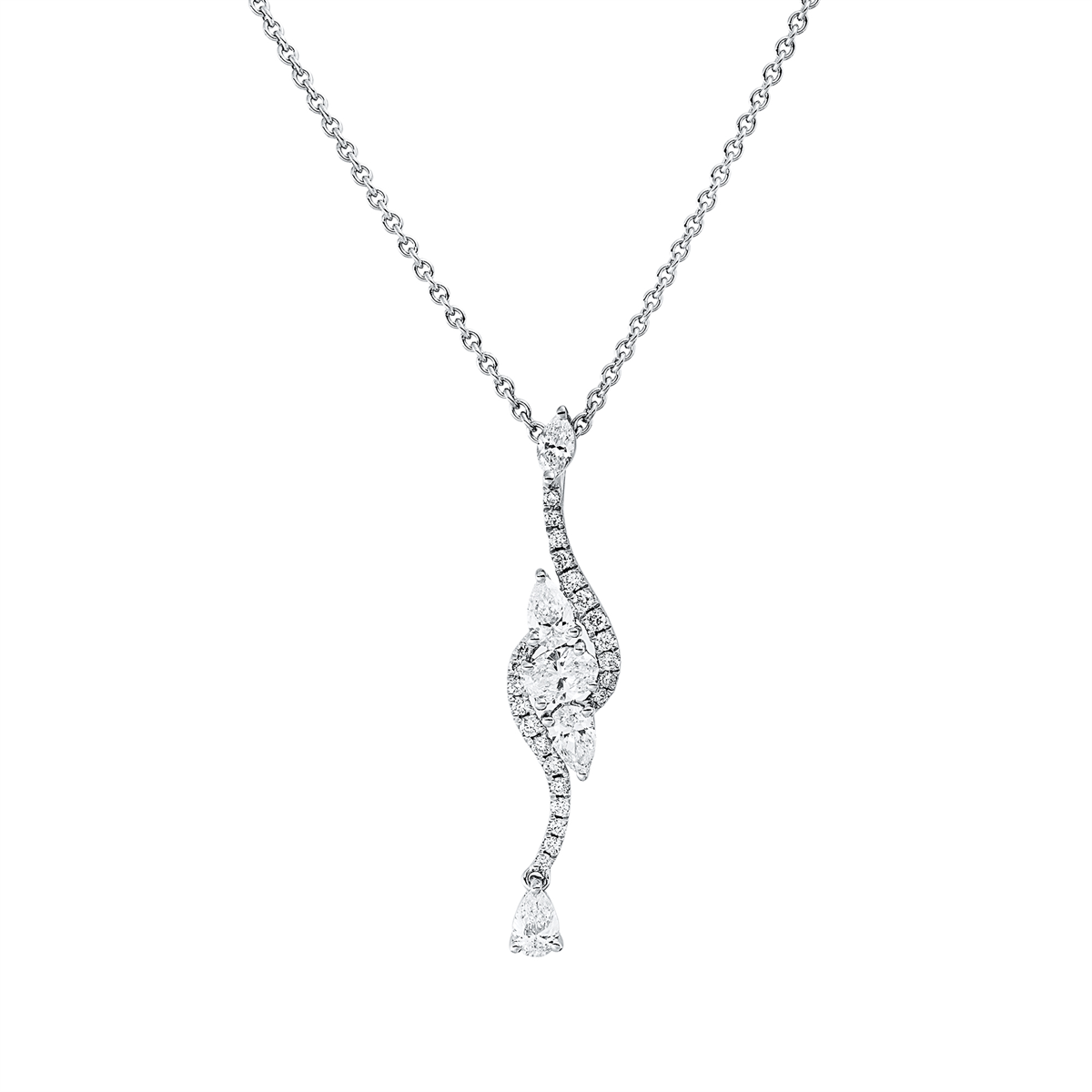 diamond full cut  modern woman pendant in white gold