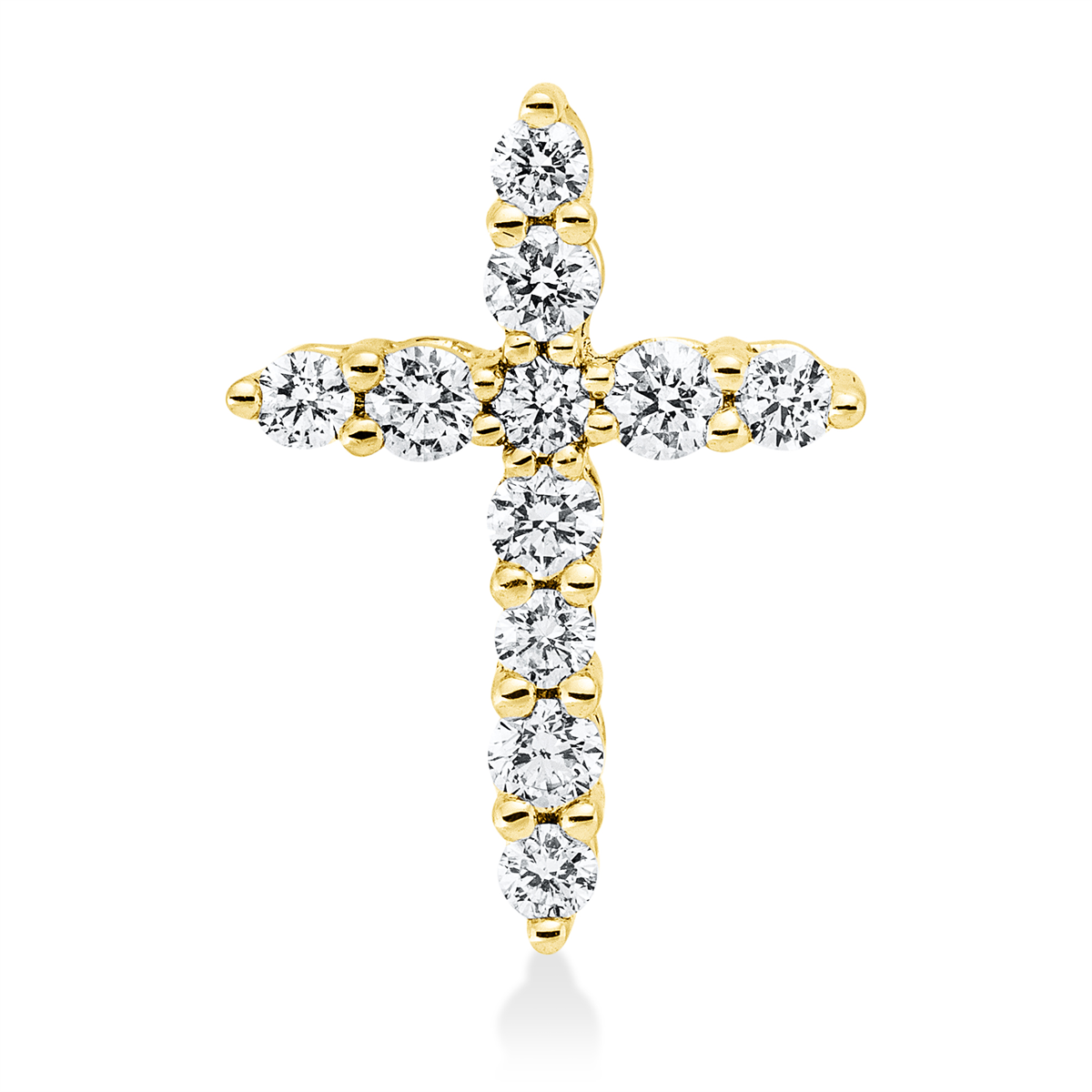 diamond full cut  cross pendant in yellow gold