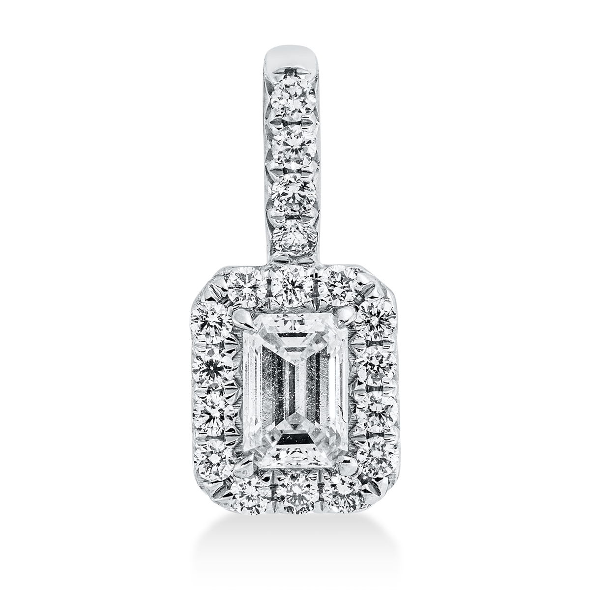 diamond full cut  solitaire with accent stones pendant in white gold