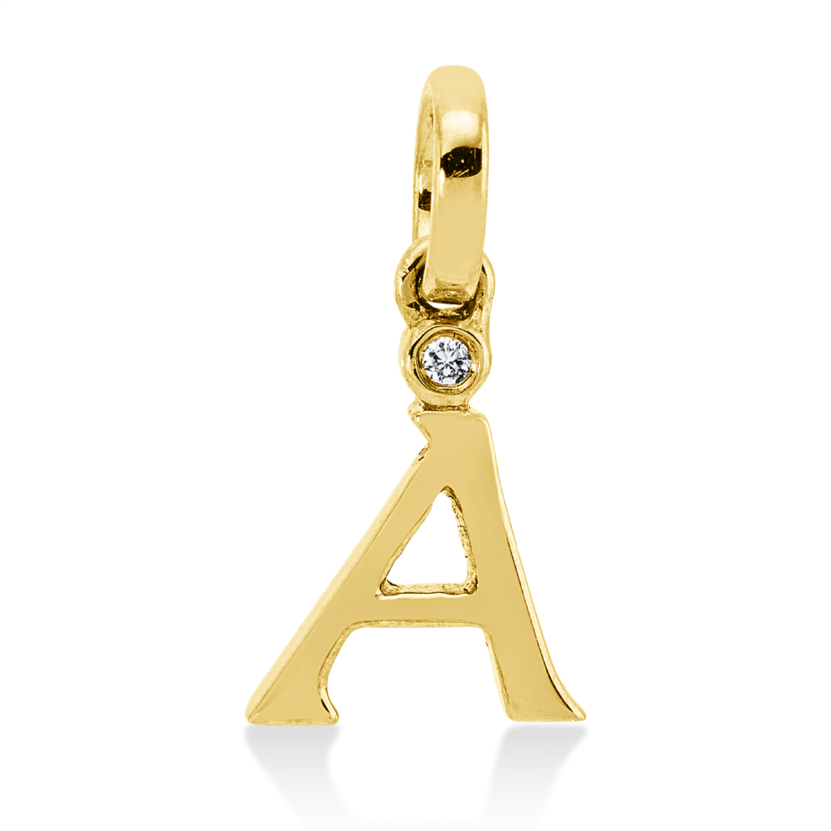 diamond full cut  letter pendant in yellow gold