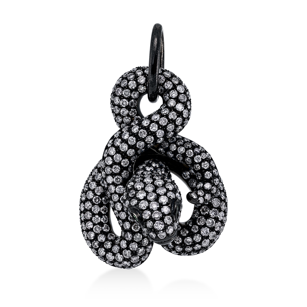 diamond full cut tsavorite animal pendant in white gold