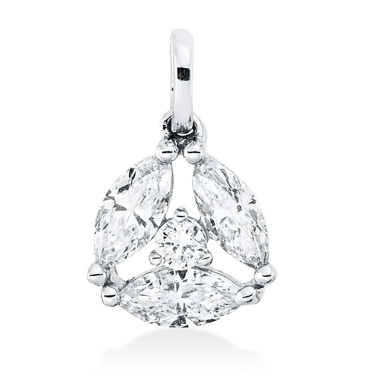 diamond full cut  modern woman pendant in white gold