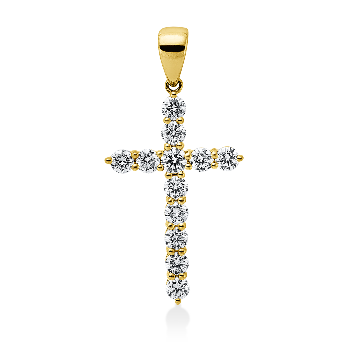 diamond full cut  cross pendant in yellow gold