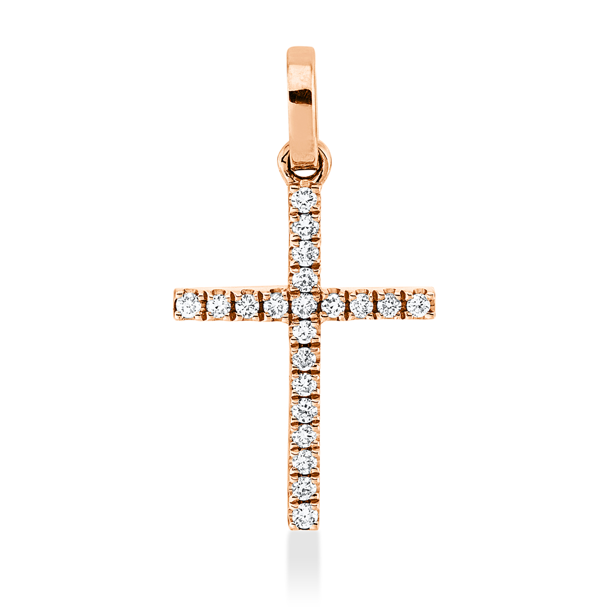 diamond full cut  cross pendant in red gold